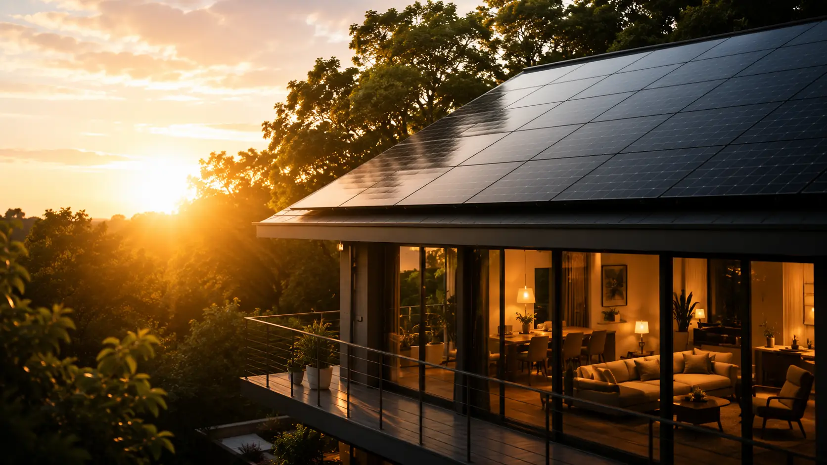 Casa equipada com energia solar
